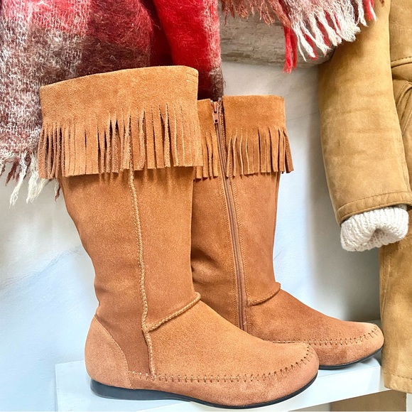 80s/90s Sweet fringe leather suede vintage boho booties hippy/retro/native vibe - Picture 10 of 10